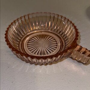 Anchor Hocking Vintage Pink Glass Dish with Handle - Queen Mary